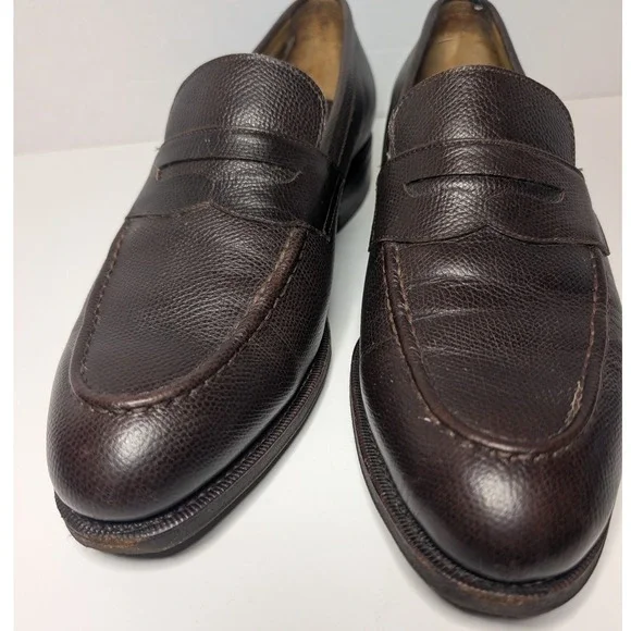 Meermin Dark Brown Pebble Grain Penny Loafers Goodyear Men 9.5UK 10.5US Mallorca